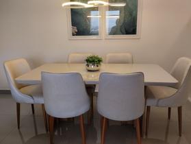 Sala de Jantar Madeira Maciça com Vidro 6 Cadeiras 1,80x0,90m - Talia - Espresso Móveis