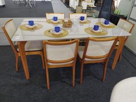 Sala de Jantar Madeira Maciça com vidro 6 Cadeiras 1,80x1,0m - Esparta - Requinte Salas Sala de Jantar Madeira Maciça com vidro 6 Cadeiras 1,80x1,0m - Esparta - Requinte Salas