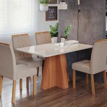 Sala de Jantar Maitê 130 cm com 4 Cadeiras Juliana Wood Marrom/Cinamomo/Bege