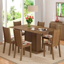 Sala de Jantar Megan Mesa Tampo de Madeira 6 Cadeiras Madesa