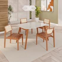 Sala de Jantar Mesa 110x76cm Tampo em Mdf com Vidro 4 Cadeiras em material sintético Ceci Yescasa Sala de Jantar Mesa 110x76cm Tampo em Mdf com Vidro 4 Cadeiras em material sintético Ceci Yescasa