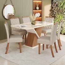 Sala de Jantar Mesa 160 com Canto Arredondado com Vidro 6 Cadeiras Carla Espresso Móveis Sala de Jantar Mesa 160 com Canto Arredondado com Vidro 6 Cadeiras Carla Espresso Móveis