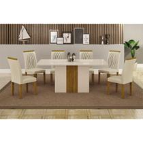 Sala de Jantar Mesa 160cm 6 Cadeiras Doha - Leifer