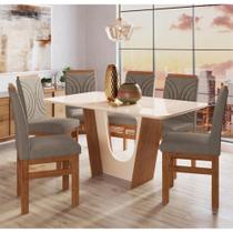 Sala de Jantar Mesa 160cm e 6 Cadeiras Joli 136/12 Móveis Zamarchi Sala de Jantar Mesa 160cm e 6 Cadeiras Joli 136/12 Móveis Zamarchi