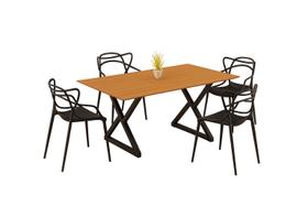 Sala De Jantar Mesa 160x90 4 Cadeiras Allegra Estilo Moderno