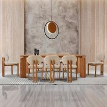 Sala de Jantar Mesa 220cm Tampo Laminado 8 Cadeiras Tokyo Madeira Maciça