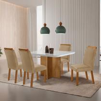 Sala de Jantar Mesa 90cm Olímpia em MDF com Vidro Canto Copo 4 Cadeiras Athenas Moderna Mobilia Sala de Jantar Mesa 90cm Olímpia em MDF com Vidro Canto Copo 4 Cadeiras Athenas Moderna Mobilia