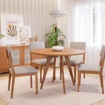 Sala de Jantar Mesa Acerola Redonda 109cm sem Vidro com 4 Cadeiras Sabiá