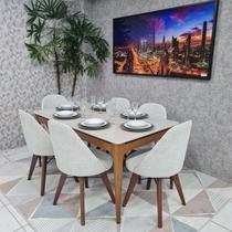 Sala de Jantar Mesa Addar Com 6 Cadeiras Dilly Fixas