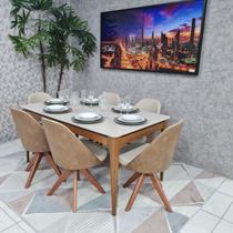 Sala de Jantar Mesa Addar Com 6 Cadeiras Dilly Giratórias Bicolor