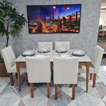 Sala de Jantar Mesa Addar Com 6 Cadeiras Rubi