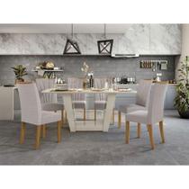 Sala de Jantar Mesa Apogeu Plus 170 cm Off White com 6 Cadeiras Naturale Creme