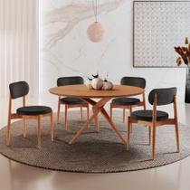 Sala de Jantar Mesa Ballare 120cm Tampo Redondo com 4 Cadeiras Ballare Soft