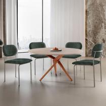 Sala De Jantar Mesa Ballare Com 4 Cadeiras Moderna Mobilia Jade/imbuia/off/prata
