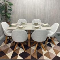 Sala de Jantar Mesa Bennet 1,60m Com 6 Cadeiras Dilly Giratórias - D'Confort Design