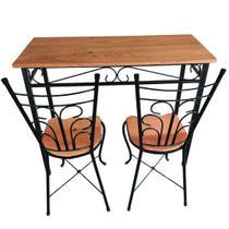 Sala de Jantar Mesa Compacta em Ferro e Madeira Maciça