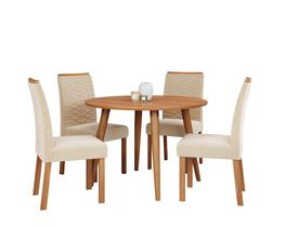Sala De Jantar Mesa Dani 110cm Laminado 4 Cadeiras Clarice Estofada Madeira Maciça Cinamomo Sala De Jantar Mesa Dani 110cm Laminado 4 Cadeiras Clarice Estofada Madeira Maciça Cinamomo