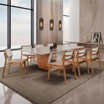 Sala De Jantar Mesa Ellis Com 8 Cadeiras Eva Premium Milano Off White Imbuia Nat
