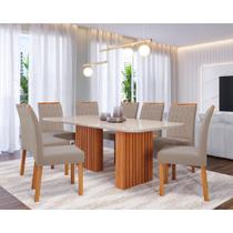 Sala de Jantar Mesa Ester 210 com 8 Cadeiras Paola Wood Cinamomo/Off White/Mad/Nude Sala de Jantar Mesa Ester 210 com 8 Cadeiras Paola Wood Cinamomo/Off White/Mad/Nude