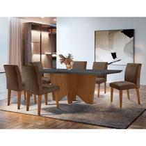 Sala de Jantar Mesa Evora 180 Mdf Canto Reto com 6 Cadeiras Grecia Rufato