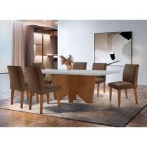 Sala De Jantar Mesa Evora 6 Cade. Grecia Rufato Vel. Marrom Sala De Jantar Mesa Evora 6 Cade. Grecia Rufato Vel. Marrom
