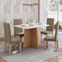 Sala de Jantar Mesa Isa 120cm Vidro com 4 Cadeiras Laura