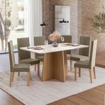 Sala de Jantar Mesa Isa 160cm Vidro 6 Cadeiras Laura