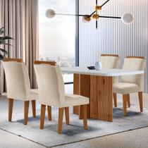 Sala de Jantar Mesa Olímpia 120CM MDF Canto Copo com 4 Cadeiras Athenas Moderna Sala de Jantar Mesa Olímpia 120CM MDF Canto Copo com 4 Cadeiras Athenas Moderna