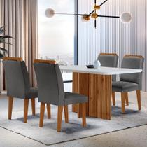 Sala de Jantar Mesa Olímpia 120CM MDF Canto Copo com 4 Cadeiras Athenas Moderna Sala de Jantar Mesa Olímpia 120CM MDF Canto Copo com 4 Cadeiras Athenas Moderna