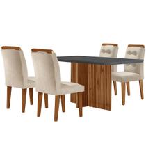 Sala de Jantar Mesa Olímpia 120CM MDF Canto Copo com 4 Cadeiras Carol Moderna Sala de Jantar Mesa Olímpia 120CM MDF Canto Copo com 4 Cadeiras Carol Moderna