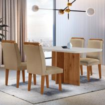 Sala de Jantar Mesa Olimpia 120CM MDF Canto Reto com 4 Cadeiras Athenas Moderna