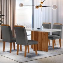 Sala de Jantar Mesa Olímpia 120CM MDF Vidro Canto Copo com 4 Cadeiras Athenas Moderna Sala de Jantar Mesa Olímpia 120CM MDF Vidro Canto Copo com 4 Cadeiras Athenas Moderna