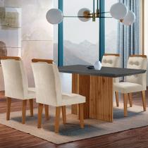 Sala de Jantar Mesa Olimpia 120CM MDF Vidro Canto Copo com 4 Cadeiras Carol Moderna Sala de Jantar Mesa Olimpia 120CM MDF Vidro Canto Copo com 4 Cadeiras Carol Moderna