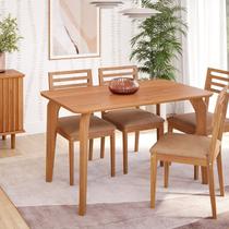 Sala de Jantar Mesa Papaia 130cm sem Vidro com 4 Cadeiras Juparanã Marrom/Cinamomo/Kaki