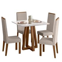 Sala de Jantar Mesa Quadrada Livia Piccola 90cm com Tampo Laqueado e 4 Cadeiras Livia Madeira/MDF, Tecido Suede Ambar/Off/Linho Claro Sonetto Sala de Jantar Mesa Quadrada Livia Piccola 90cm com Tampo Laqueado e 4 Cadeiras Livia Madeira/MDF, Tecido Suede Ambar/Off/Linho Claro Sonetto