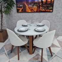 Sala de Jantar Mesa Redonda Rose e 4 Cadeiras Dilly Fixa - D'Confort Design
