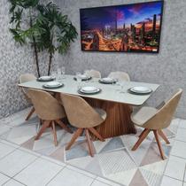 Sala de Jantar Mesa Sanches M720 e 6 Cadeiras Dilly Giratórias Bicolor