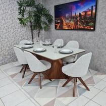 Sala de Jantar Mesa Sanches M720 e 6 Cadeiras Dilly Giratórias