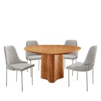 Sala De Jantar Mesa Selene Com 4 Cadeiras Moderna Mobilia Luna/cinamomo Imbuia/prata Sala De Jantar Mesa Selene Com 4 Cadeiras Moderna Mobilia Luna/cinamomo Imbuia/prata