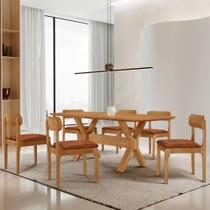 Sala de Jantar Mesa Star 180cm Tampo Laminado Barril e 6 Cadeiras Star Moderna Mobilia Sala de Jantar Mesa Star 180cm Tampo Laminado Barril e 6 Cadeiras Star Moderna Mobilia