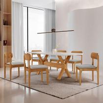 Sala De Jantar Mesa Startampo Laqueado E 6 Cadeiras Moderna Quartzo/laq Off/cinam. Imbuia Sala De Jantar Mesa Startampo Laqueado E 6 Cadeiras Moderna Quartzo/laq Off/cinam. Imbuia