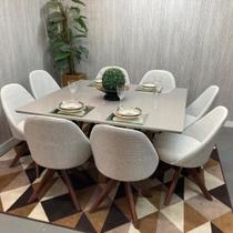 Sala de Jantar Mesa Versatille Quadrada Com 8 Cadeiras Dilly Giratórias - D'Confort Design