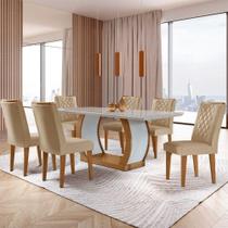 Sala De Jantar Milena Tampo Mdf Vidro 6 Cadeiras Rufato Turim 07/imbuia/off/serig Off