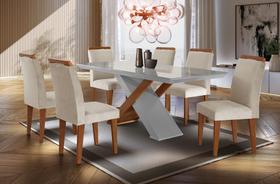 Sala de Jantar Moderna com 6 Cadeiras 1,80x0,90m - Athenas- Móveis Rufato