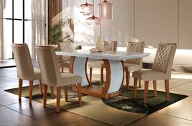 Sala de Jantar Moderna com 6 Cadeiras 1,80x0,90m - Jade - Móveis Rufato