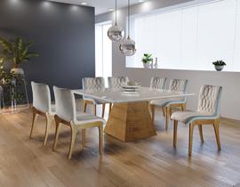 Sala de Jantar Moderna com 8 Cadeiras 1,50x1,50m - Velvet - Requinte Salas