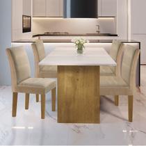 Sala de Jantar Moderna com Vidro 4 Cadeiras - Julia-Ypê - Cel Móveis