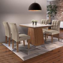 Sala de Jantar Moderna com Vidro 4 Cadeiras - Sevilha - Cel Móveis