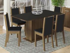 Sala de Jantar Ohana Mesa Tampo de Madeira 6 Cadeiras Madesa Sala de Jantar Ohana Mesa Tampo de Madeira 6 Cadeiras Madesa