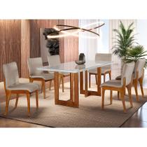 Sala de Jantar Patros 180CM 6 Cadeiras Bella Gold Moderna